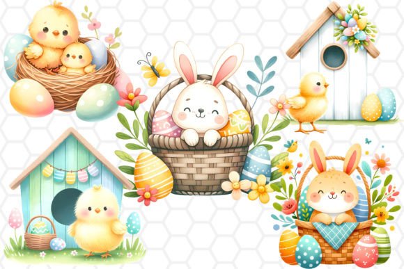 Download Cute Easter Clipart Set - Watercolor PNG - Easter clipart Collection