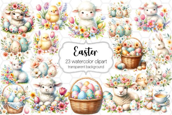 Download Cute Easter Clipart Bundle PNG Designs - Easter clipart Collection