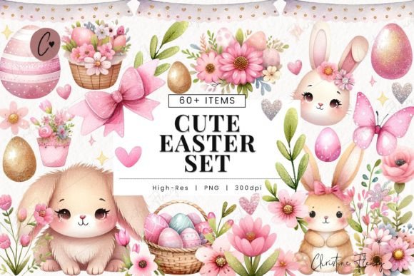 Download Watercolor Cute Easter Clipart Set - Easter clipart Collection