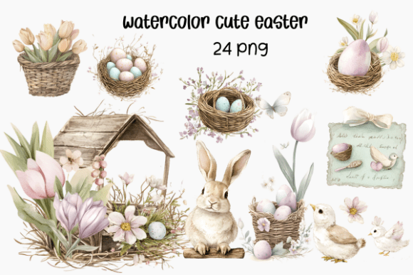 Download Watercolor Cute Easter Clipart - Easter clipart Collection