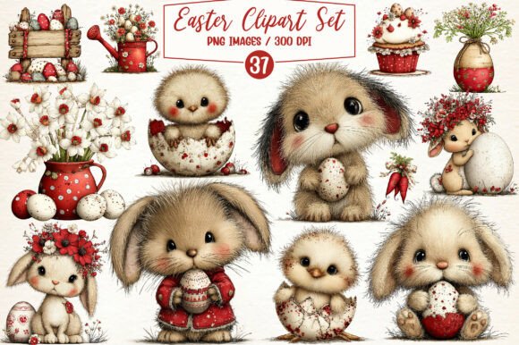 Download Whimsical Easter Clipart Set - Easter clipart Collection