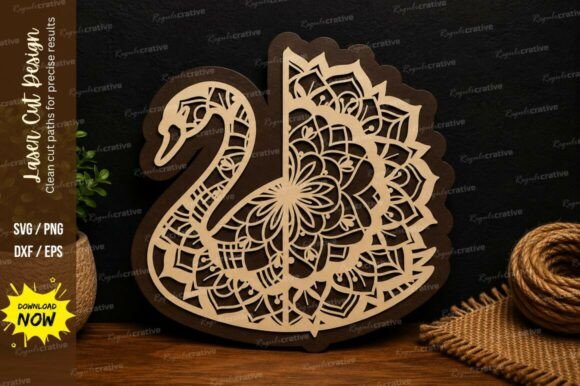 Download Mandala Swan Floral Decor Laser Cut SVG - Floral decor Collection