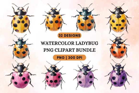 Download Watercolor Ladybug PNG Clipart Bundle - Premium Resources