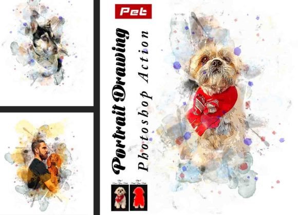 Download Pet Portrait Drawing Photoshop Action - Pet portrait Collection