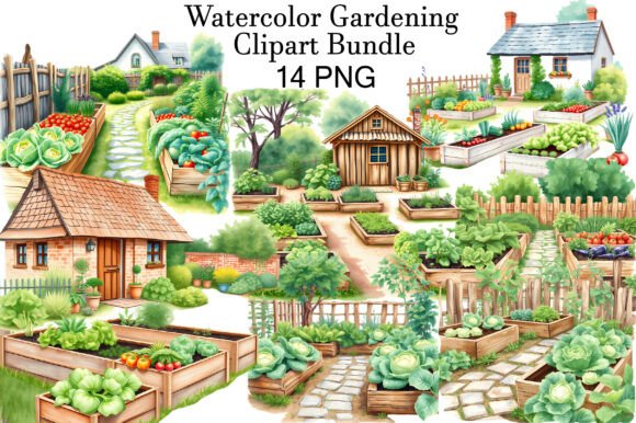 Download Watercolor Gardening Clipart Bundle - Premium Resources