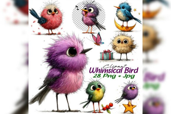 Download Whimsical Bird Clipart PNG Watercolor Se - Premium Bundle