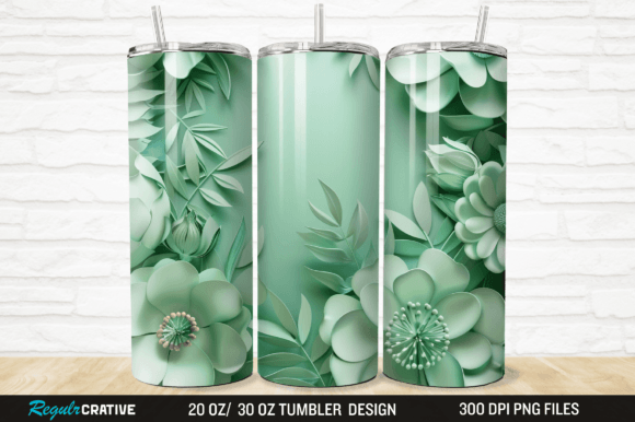 Download 3D Green Flower Floral Decor Tumbler PNG - Floral decor Collection